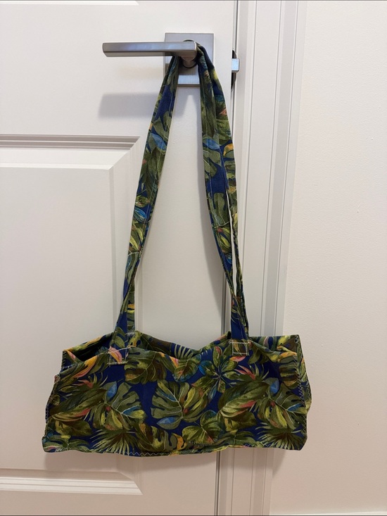 Handbags - Tropical Leaf Print Shoulder Bag - Green & Blue